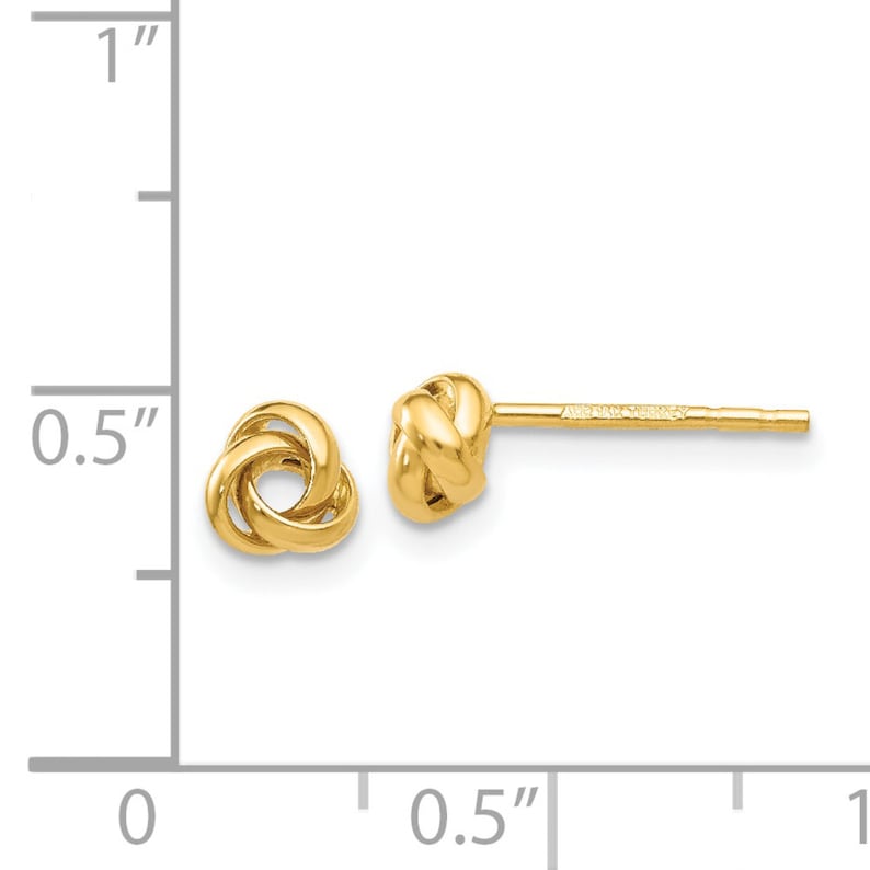 5mm Ladies 14K Yellow Gold Love Knot Post Push Back Stud Earrings