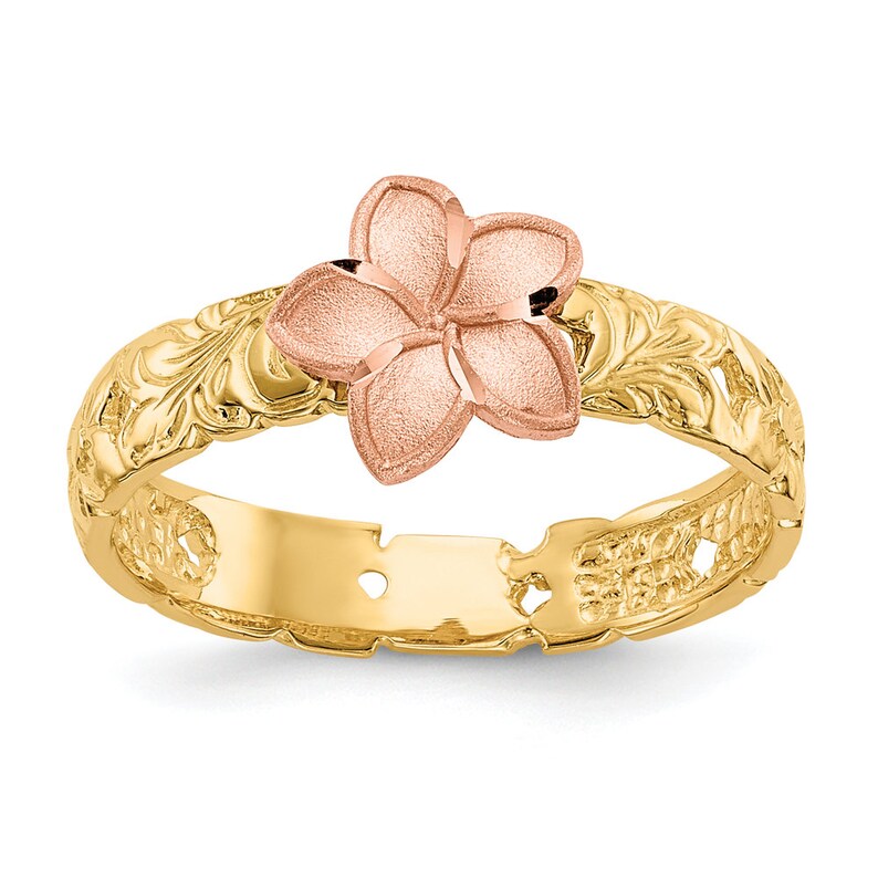 14 kt Yellow Gold 14k Two-tone /& Rhodium Plumeria Toe Ring