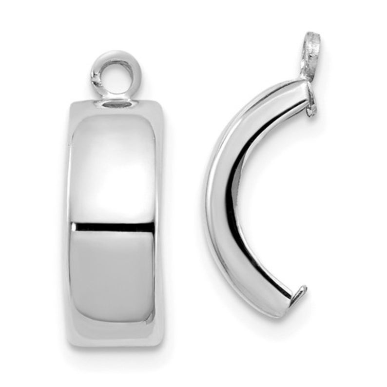 Ladies Modern 14K White Gold Polished Wide Huggie J-Hoop Earring Jackets