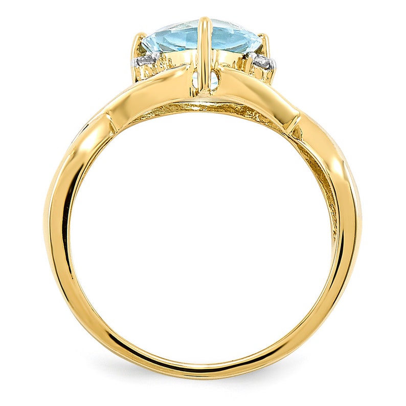 Ladies Modern 14K Two-Tone Gold Blue /& White Topaz Gemstone Twisted Shank Ring