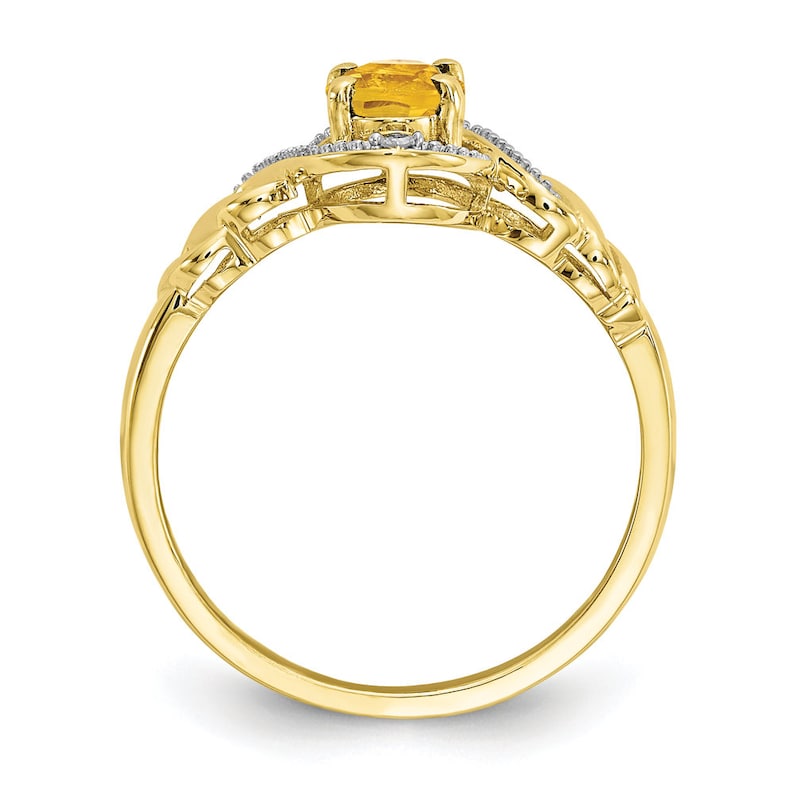 Ladies 10K Yellow Gold Oval Citrine Gemstone /& Diamond Bypass Twisted Band Ring