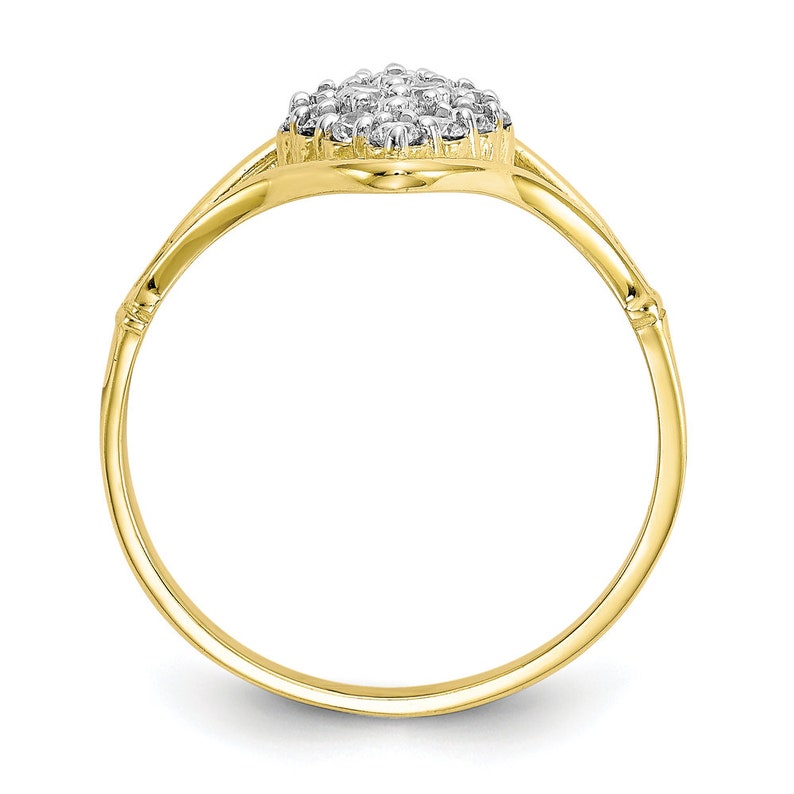 Ladies Modern 10K Yellow Gold CZ Gemstone Cluster Split Shank Cocktail Ring