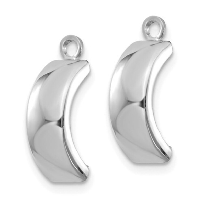 Ladies Modern 14K White Gold Polished Wide Huggie J-Hoop Earring Jackets