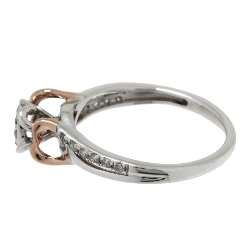 Ladies 925 Sterling Silver /& 10K Rose Gold Diamond Cluster Heart Promise Ring