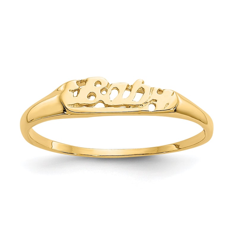 Size 2 Children/'s Girl/'s Modern 14K Yellow Gold Baby Letter Band Ring