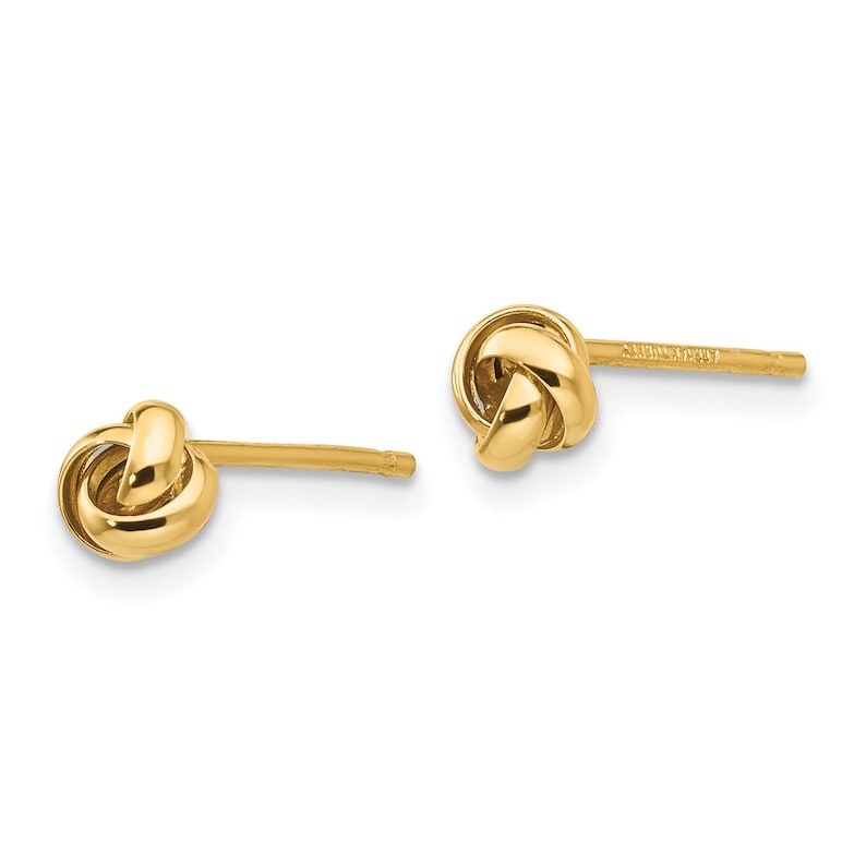 5mm Ladies 14K Yellow Gold Love Knot Post Push Back Stud Earrings