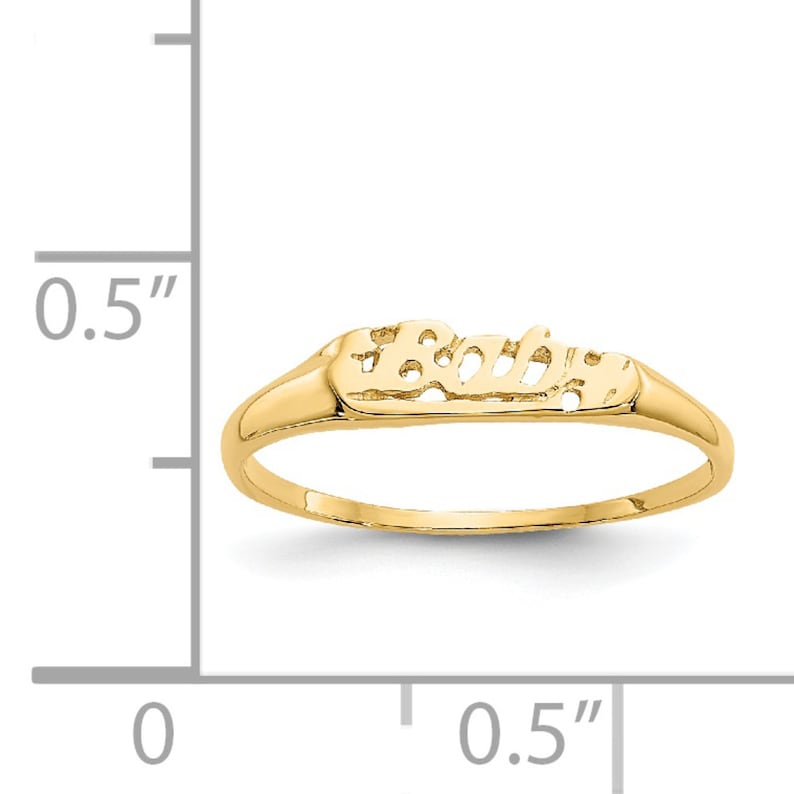 Size 2 Children/'s Girl/'s Modern 14K Yellow Gold Baby Letter Band Ring