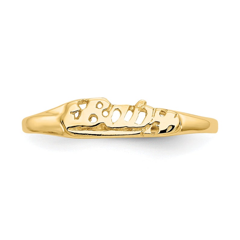 Size 2 Children/'s Girl/'s Modern 14K Yellow Gold Baby Letter Band Ring