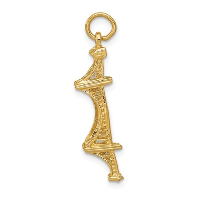 29mm Ladies 14K Yellow Gold San Francisco Golden Gate Bridge 3D Charm Pendant