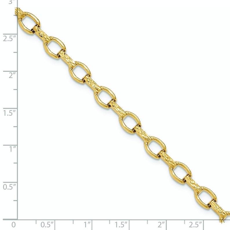 7 inch Men/'s Ladies 14K Yellow Gold Diamond-Cut Fancy Link Chain Bracelet