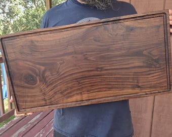 Large Walnut Cutting Board (24 by 12 by 1 1/2)-Serving Board-Prep Board-Walnut Hardwood-Cutting Board-Indoor/Outdoor BBQ Cooking