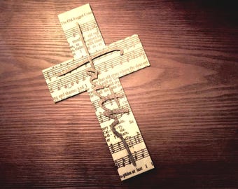 The Old Rugged Cross Hymn Cross - Faith Based Wall Decor with Christian Song - Gospel Music