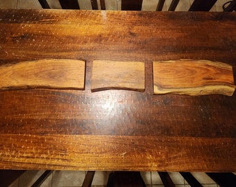 Handmade 3 Piece Mesquite Charcuterie Board Set: Texas Honey Wood, Live Edge