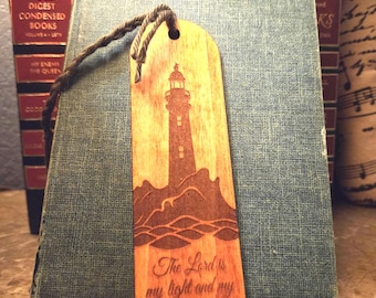 Engraved Wooden Bookmark(s), Psalm 27:1 Scripture, Faith-Based Gift