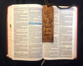 Faith-Based Wooden Bookmark with Scripture "Fear Not, For I am with you"