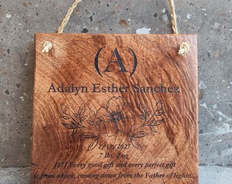 Baby/Child Personalized Mesquite Wood Plaque Gift