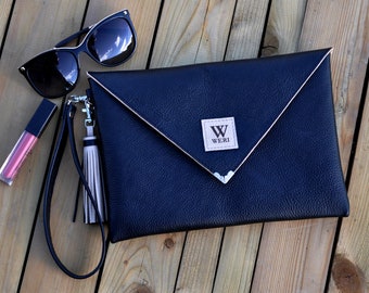 Envelope leather clutch -Leather clutch bag - Genuine leather handbag - Ladies cocktail purse - Evening Bag - Gift For Her
