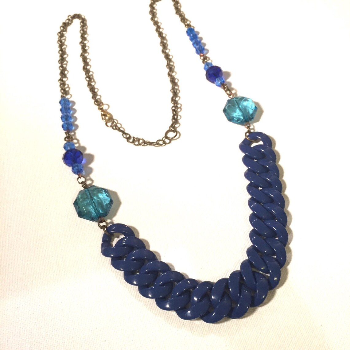 Long Repurposed Funky Necklace // Chunky Chain Long Necklace Etsy