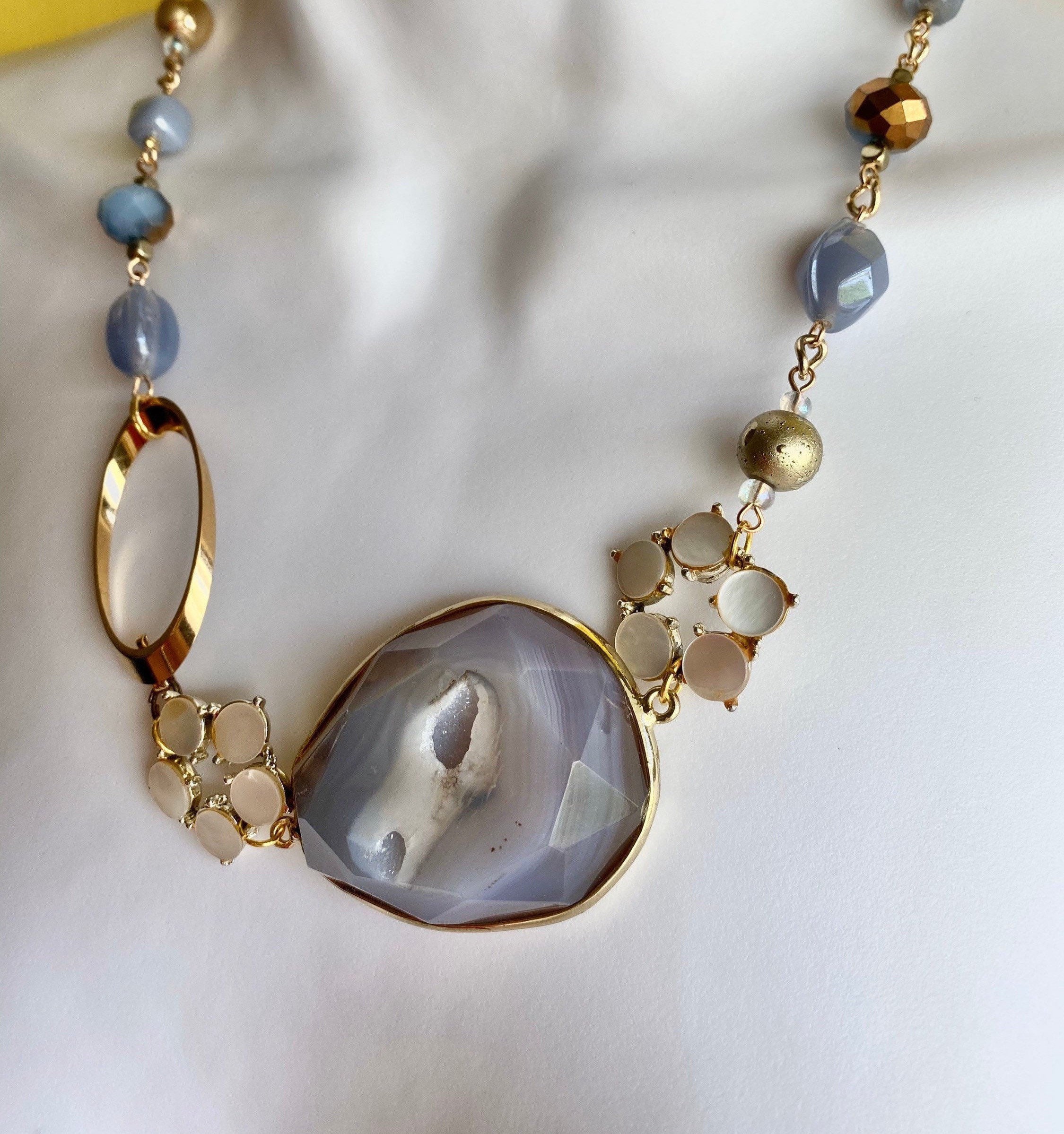 Lavender and Gold Stone Necklace Made From Recycled Jewelry - Etsy