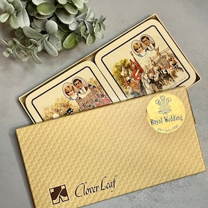 Vintage Royal Wedding Coasters di Clover Leaf // Tappetini Clover Leaf