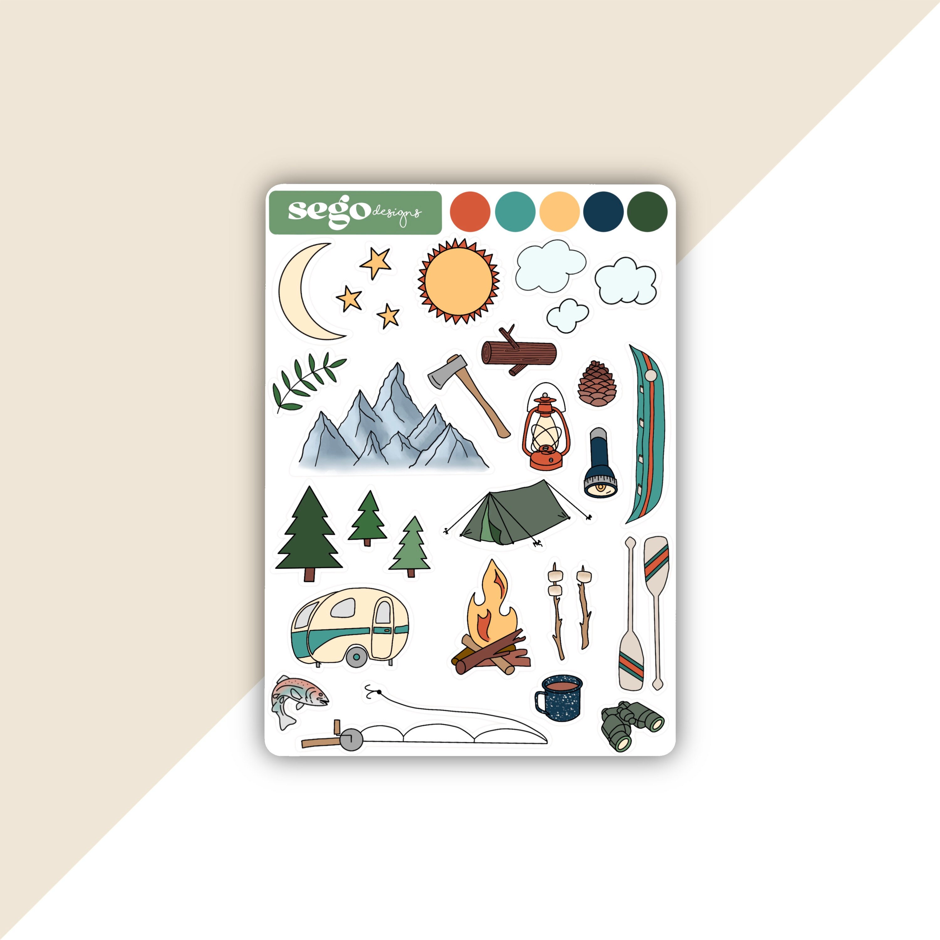 Camping Stickers Planner Stickers Scrapbook Stickers Etsy