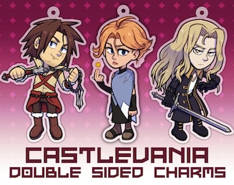 2.5" Trevor / Sypha / Alucard Keychain Charm - Double Acrylic + Double Sided - Castlevania Itabag