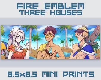 FE3H Summer - 3 Mini Art Prints - Edelgard Claude Dimitri