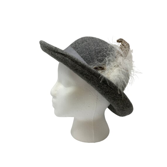 Vintage Lancaster Wool Derby Hat Feather Detail Medium 