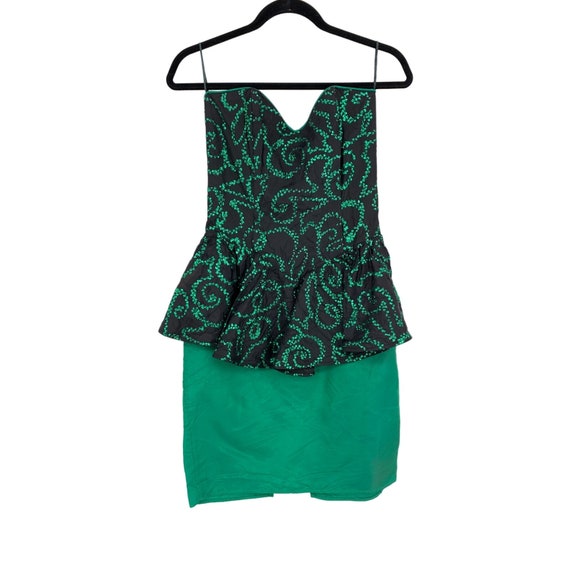 VTG 80s Gunne Sax Jessica McClintock Dress Womens XXS Peplum Strapless Green