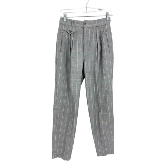 90s Vintage stripe slacks （gray×pink） Vintage 90s Pants Womens 26