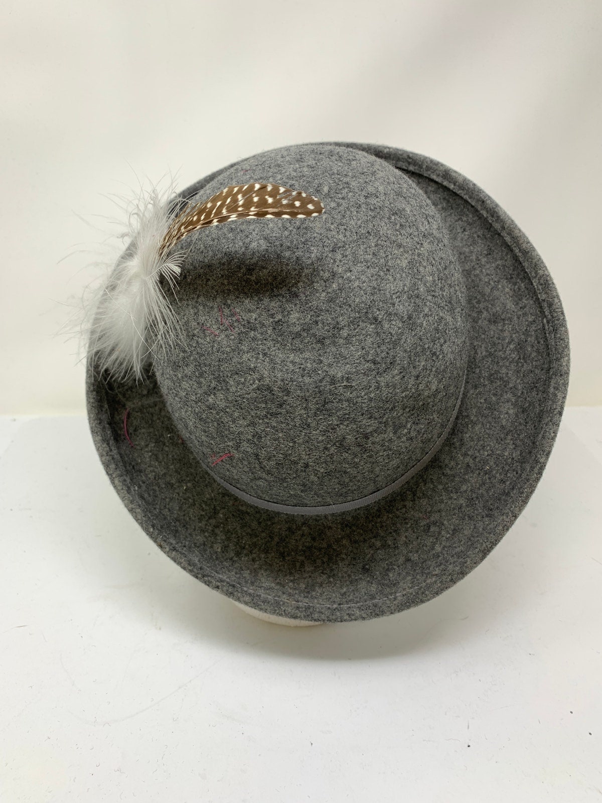 Vintage Lancaster Wool Derby Hat Feather Detail Medium  display picture 1