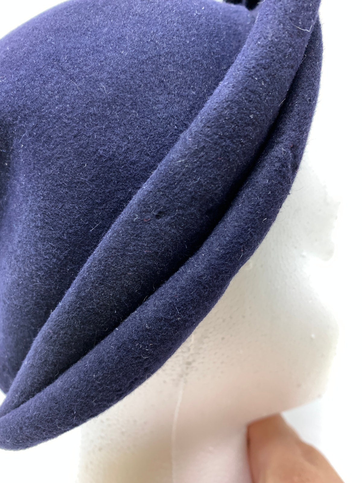 Vintage the Halle Bros Co Sculptural Hat Navy Blue Wool 