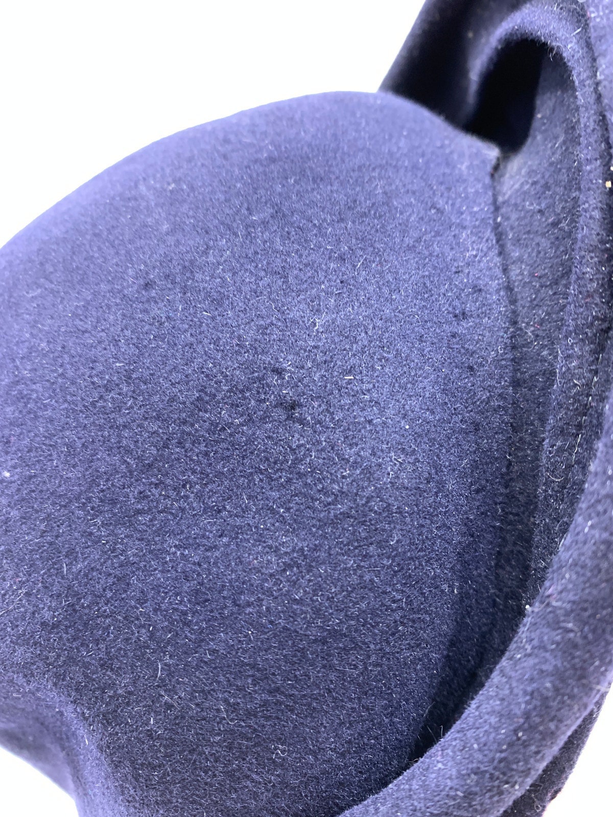 Vintage The Halle Bros Co Sculptural Hat Navy Blue Wool Beaded Front Detail Blue Vintage Style 1930 main image 3