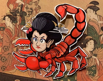 Chikuri - geisha scorpion - Yokai sticker.