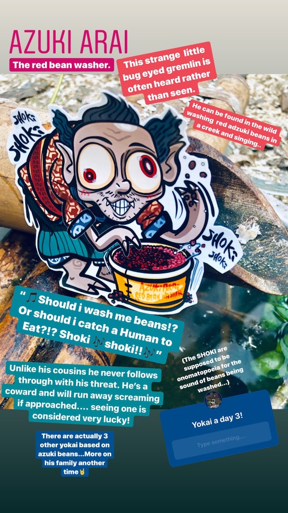 Azuki Arai – 小豆洗い – Red Bean Washer - Yokai Sticker - Etsy
