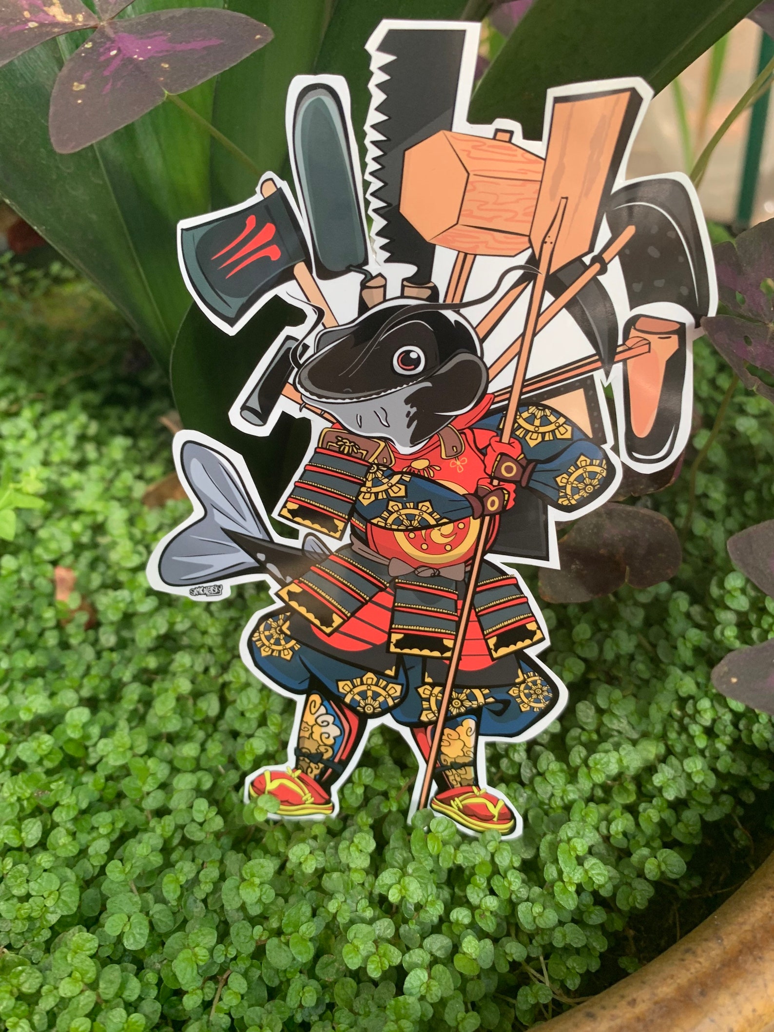 Namazu Benkei Samurai Catfish Yokai Sticker Etsy Ireland