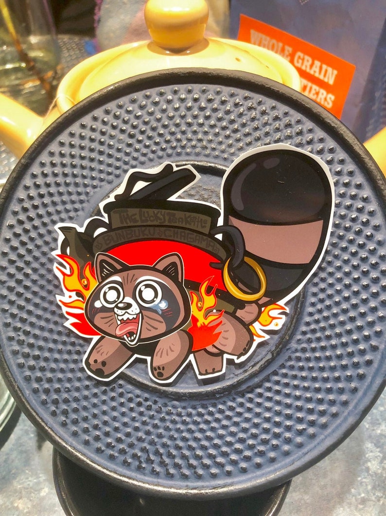 Bunbuku Chagama Tanuki Teapot Yokai Sticker Etsy