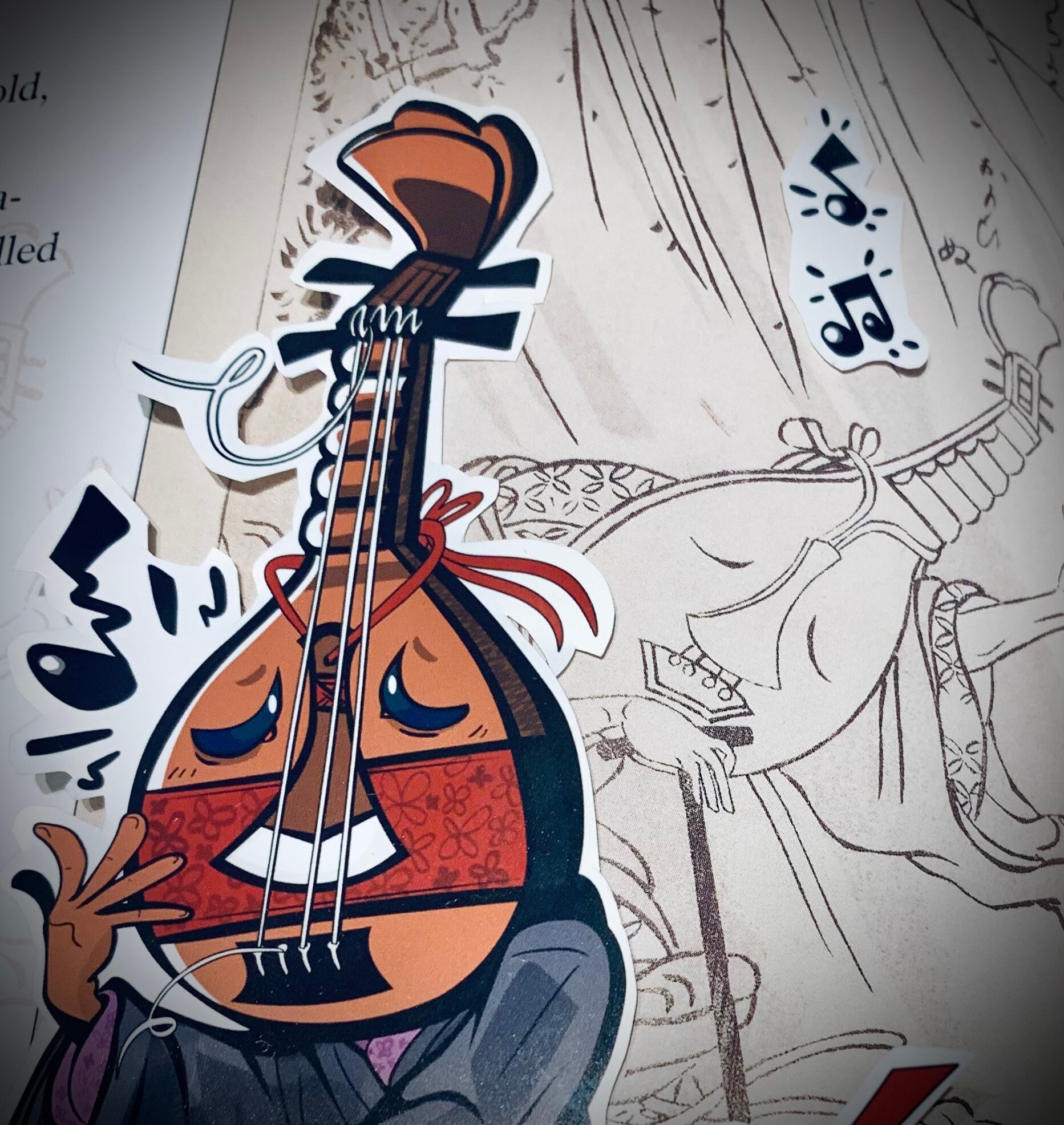 Biwabokuboku - Haunted Biwa Lute - Tsukumogami Yokai Sticker. - Etsy