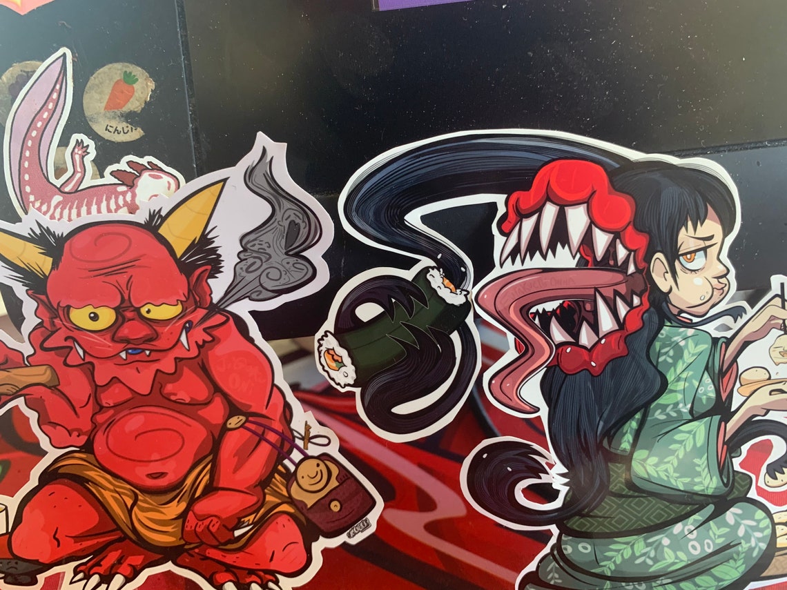 Futakuchionna two mothed woman yokai stickers Etsy