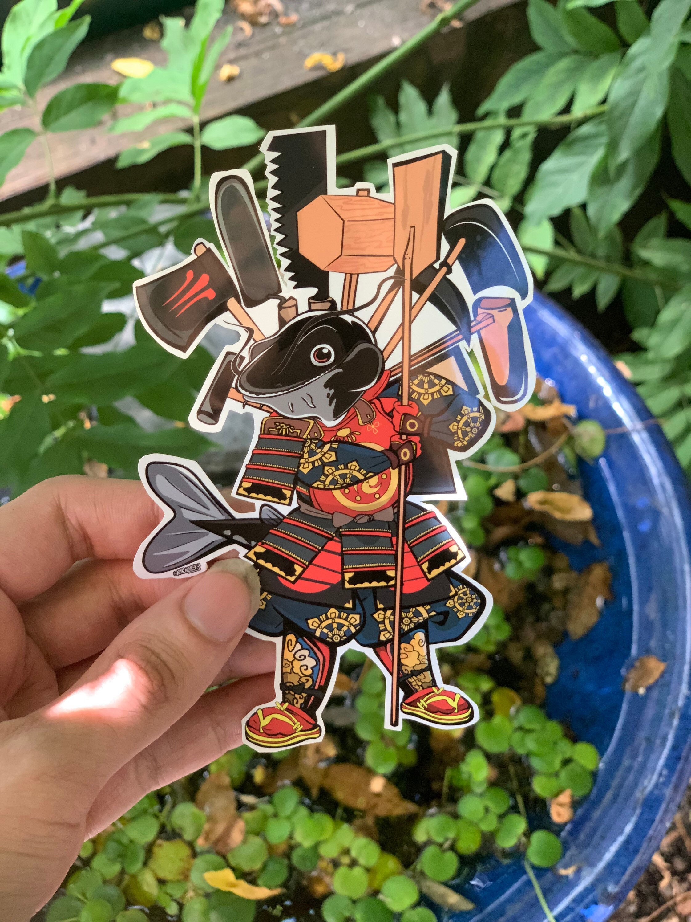 Namazu Benkei Samurai Catfish Yokai Sticker Etsy Canada
