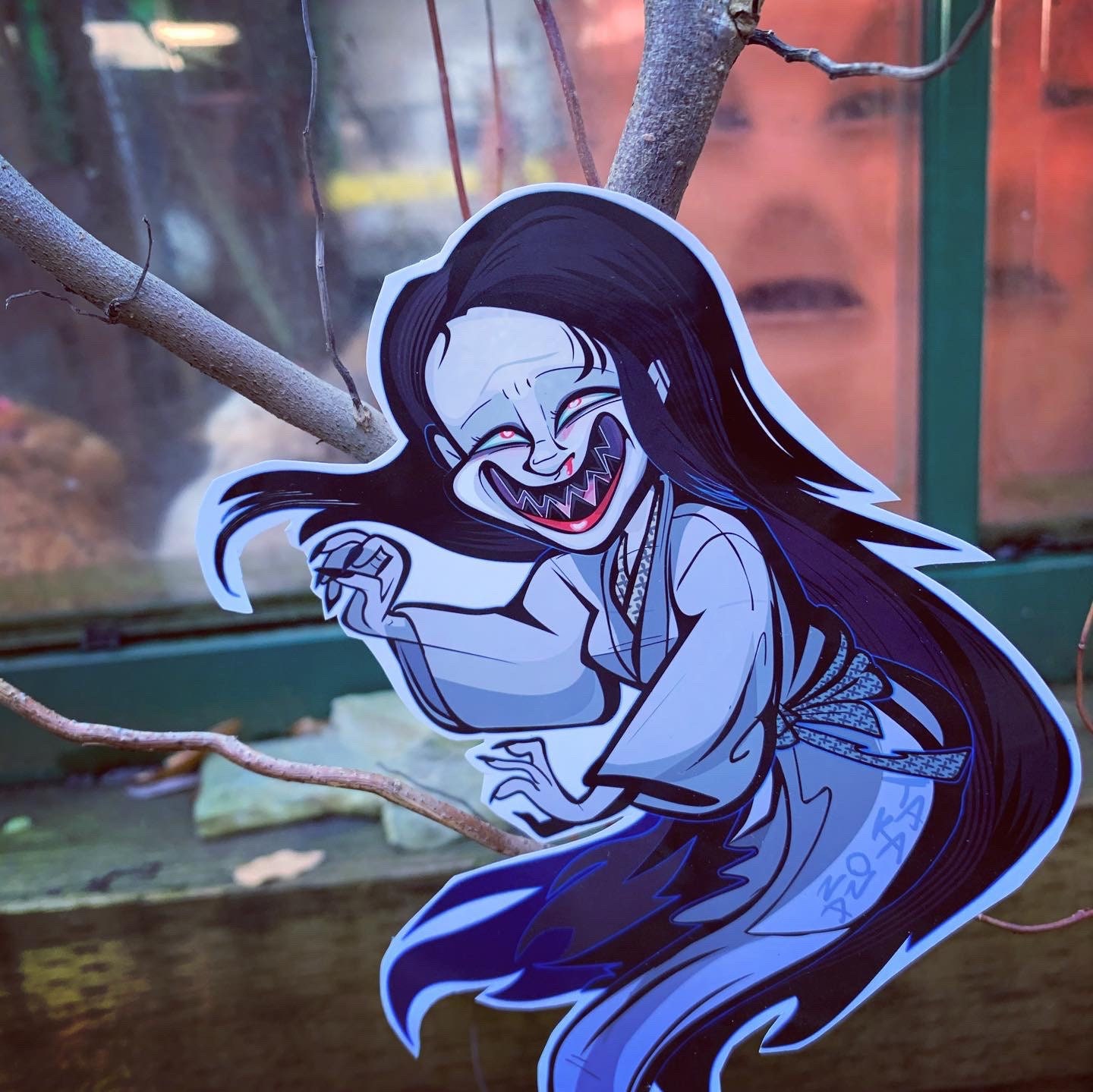 Takaonna - Tall Woman - Peeking Ghost Yokai Sticker. - Etsy