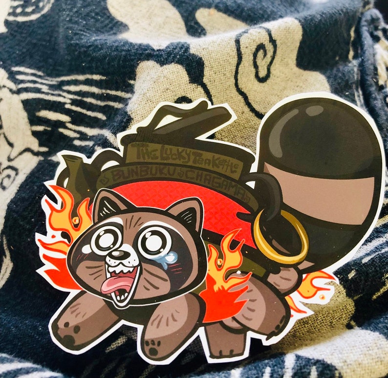 Bunbuku Chagama Tanuki Teapot Yokai Sticker Etsy Ireland