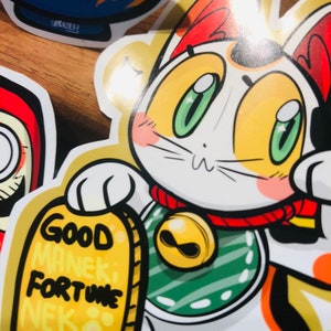 Maneki Neko Yokai sticker good luck cat. image 5