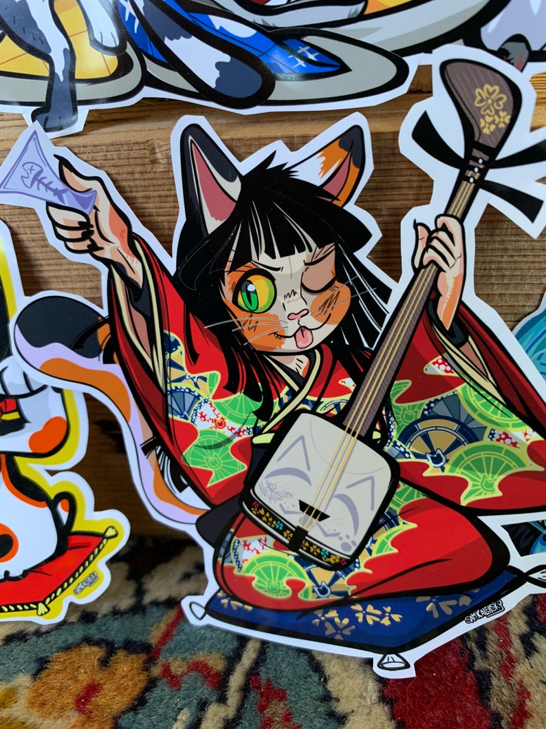 Bakeneko Nekomusume Cat Girl Yokai Sticker. Etsy Canada