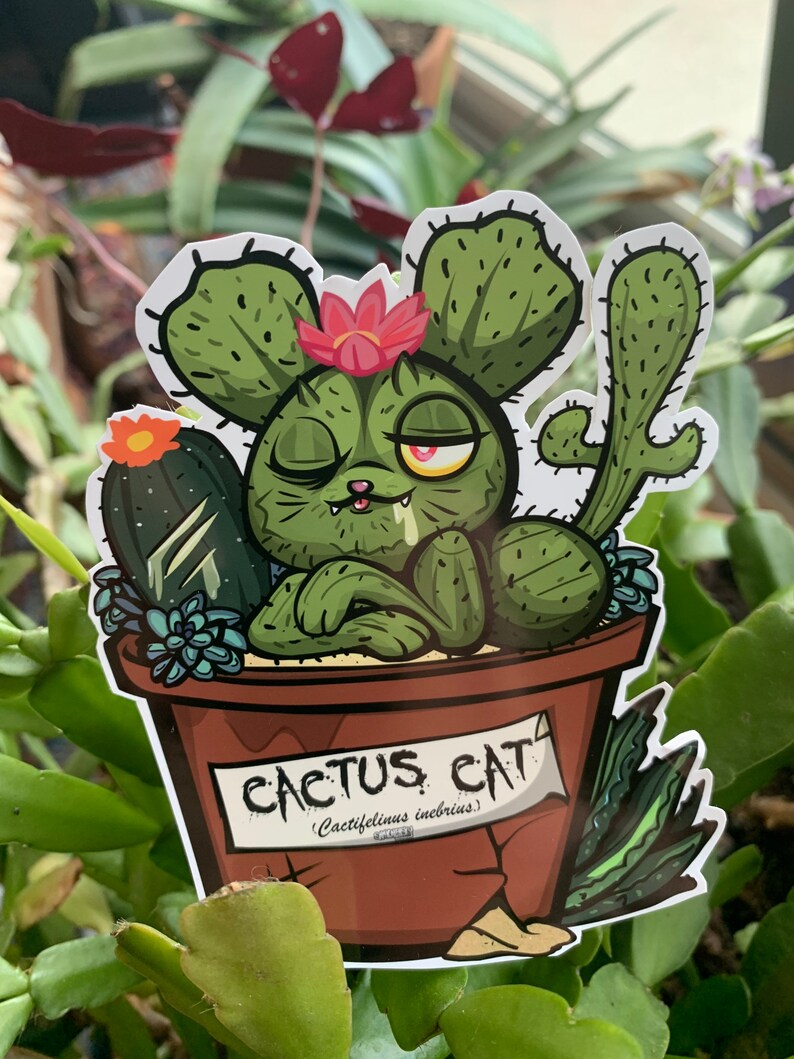 Cactus Cat - [fearsome Critters] - Cryptid Sticker - Etsy Canada
