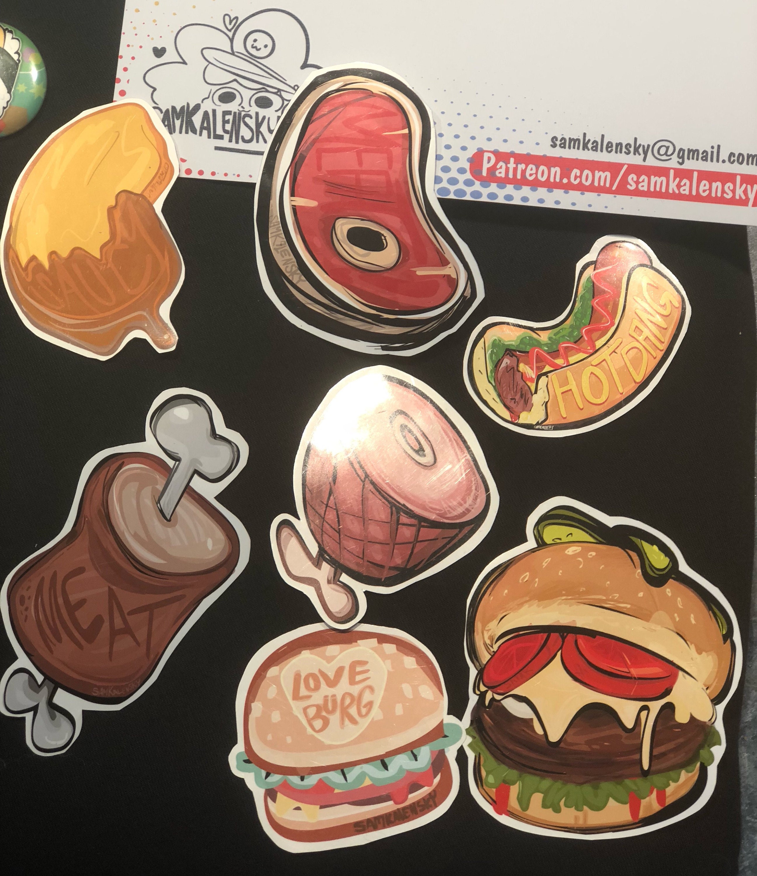 MEAT Foodie Art Stickers Ham Steak Burgers Hotdog - Etsy