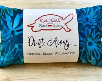 Herbal Sleep Pillowette with Lavender, Hops, Chamomile and Rose, "Batik Blossoms" 3 x 5 inches