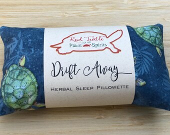 Herbal Sleep Pillowette with Lavender, Hops, Chamomile and Rose, "Sea Turtles" 3 x 5 inches