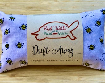 Herbal Sleep Pillowette with Lavender, Hops, Chamomile and Rose, "BUMBLEBEES" 3 x 5 inches