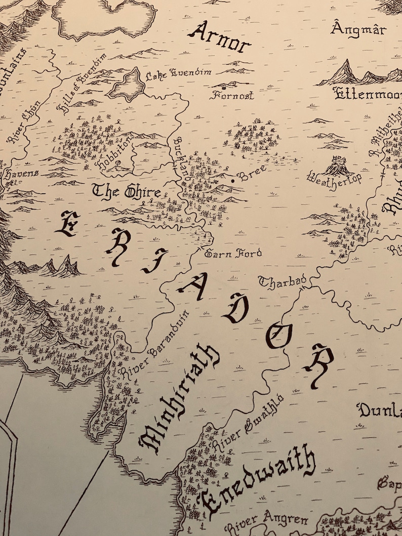 Hand Drawn Map Of Middle Earth Lord Of The Rings Etsy Hand Drawn Map Of Middle Earth Lord Of The Rings Etsy